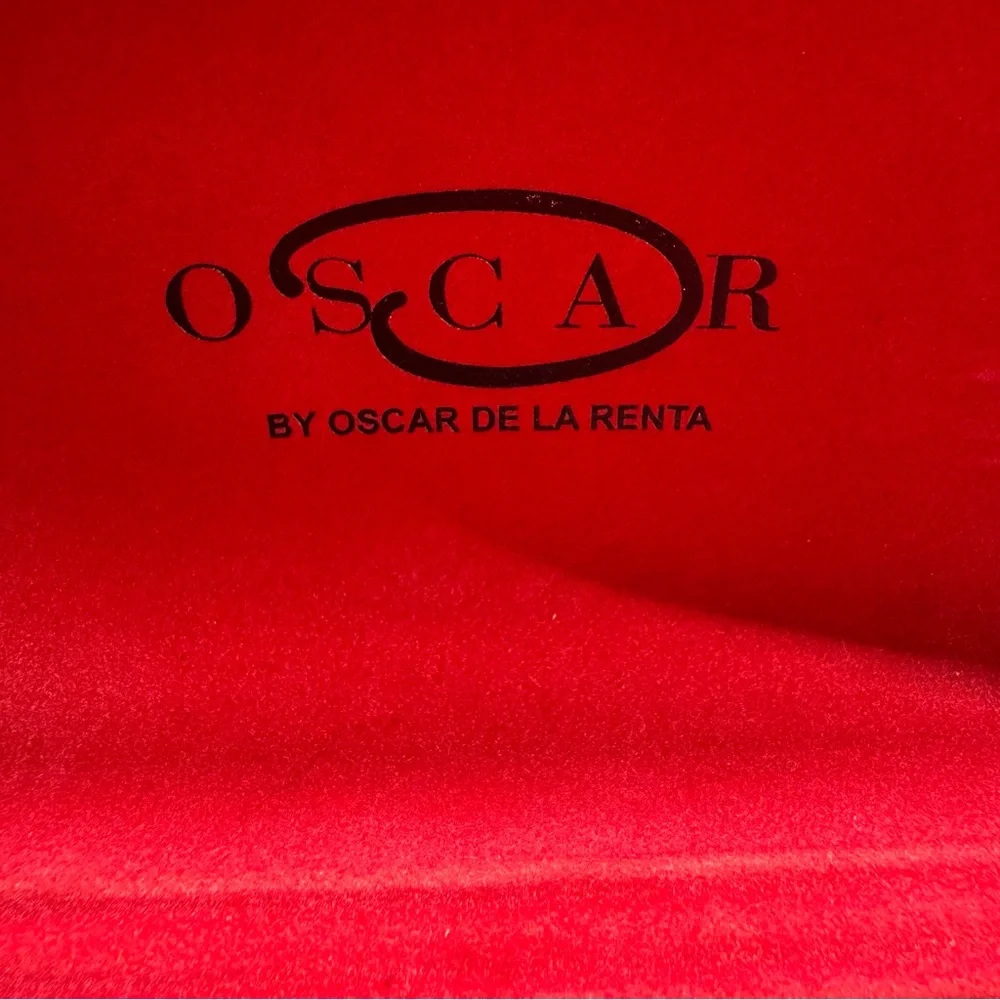 Oscar de la Renta Black Glasses Crystal accent Red Velvet Case Office Chic Goth